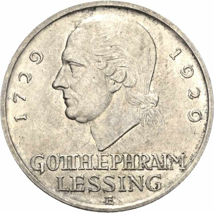  5 Reichsmark 1929 E Lessing  ... 