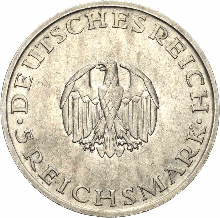  5 Reichsmark 1929 E Lessing  ... 