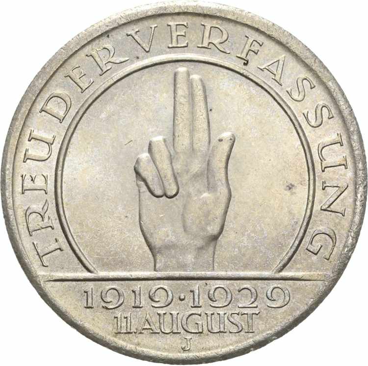  5 Reichsmark 1929 J Verfassung  ... 