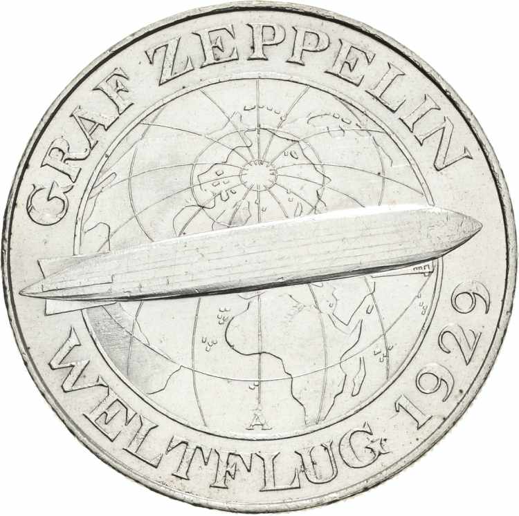 5 Reichsmark 1930 A Zeppelin  ... 