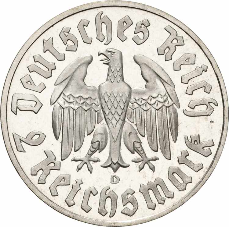  2 Reichsmark 1933 D Luther  ... 