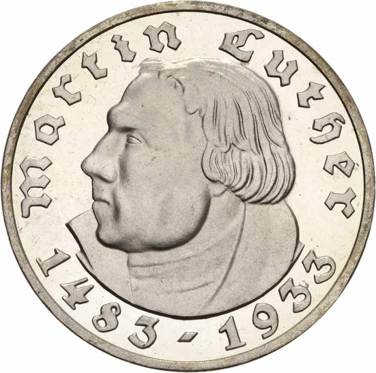  5 Reichsmark 1933 A Luther  ... 