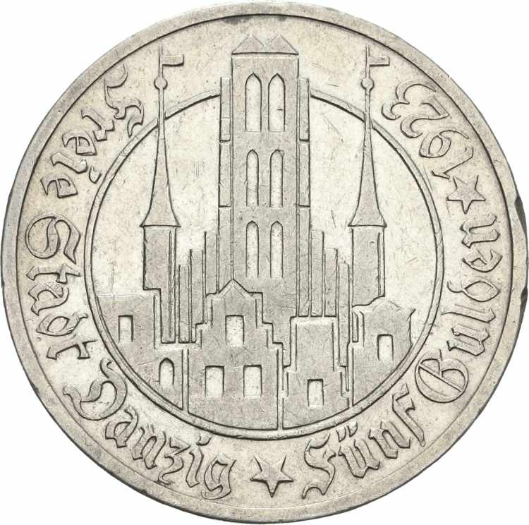  5 Gulden 1923. Marienkirche  ... 