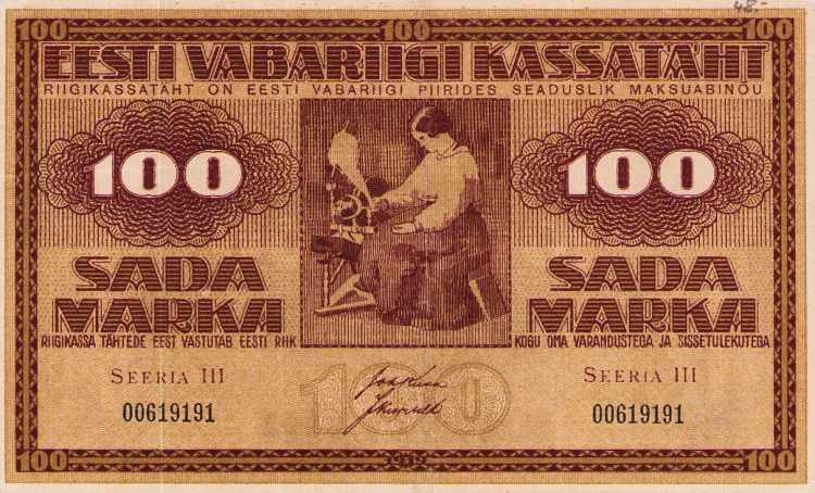AuslandEstland 100 Marka 1919.  ... 