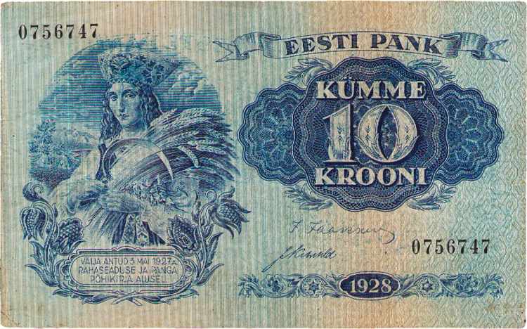 AuslandEstland 10 Krooni 1928. 5 ... 