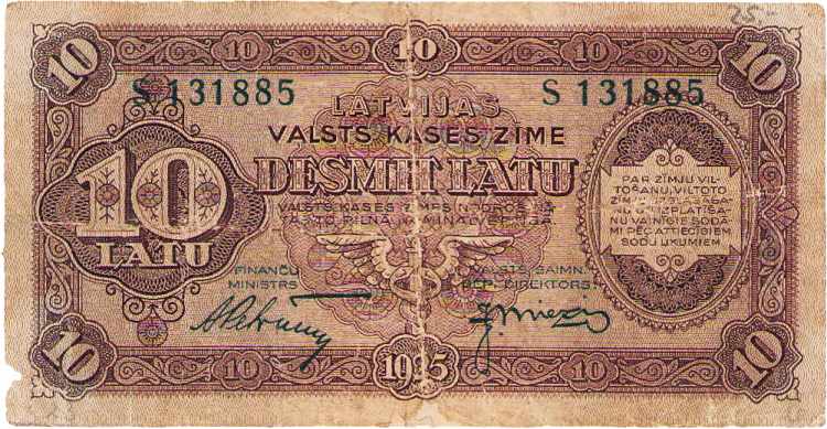 AuslandLettland 10 Latu 1925 und ... 