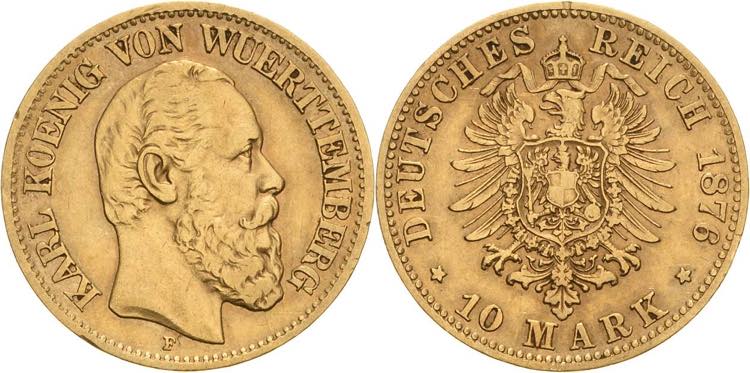 Württemberg Karl 1864-1891 10 ... 