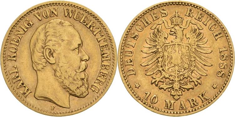 Württemberg Karl 1864-1891 10 ... 