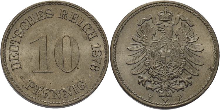 Kleinmünzen  10 Pfennig 1876 F  ... 