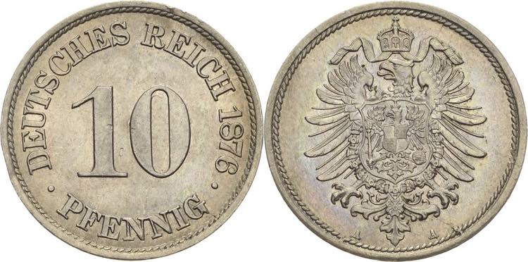 Kleinmünzen  10 Pfennig 1876 A  ... 