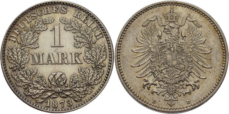 Kleinmünzen  1 Mark 1873 D  ... 