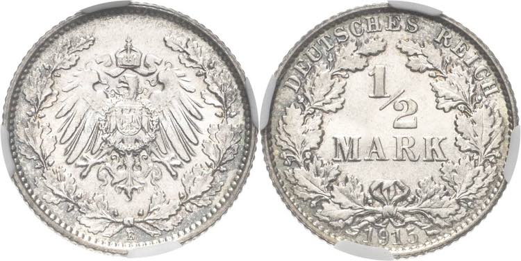 Kleinmünzen  1/2 Mark 1915 E Im ... 