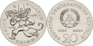 Gedenkmünzen  20 Mark 1986. Grimm ... 