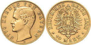 Bayern Otto 1886-1913 10 Mark 1888 ... 