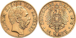 Sachsen Albert 1873-1902 10 Mark ... 