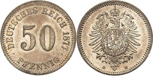 Kleinmünzen  50 Pfennig 1877 D  ... 