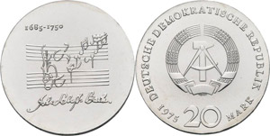 Gedenkmünzen  20 Mark 1975. Bach  ... 