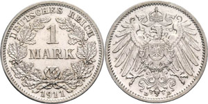 Kleinmünzen  1 Mark 1911 D  ... 