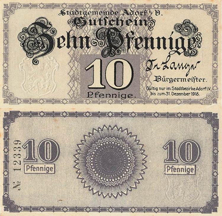 Sachsen Adorf 5, 10 und 50 Pfennig ... 