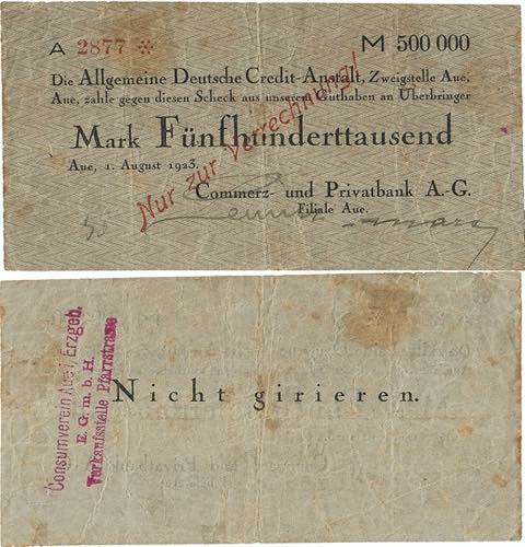 Sachsen Aue 500.000 Mark 1.8.1923. ... 