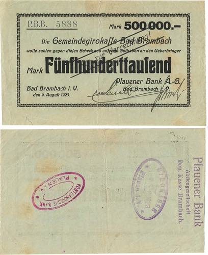 Sachsen Bad Brambach 500.000 Mark ... 