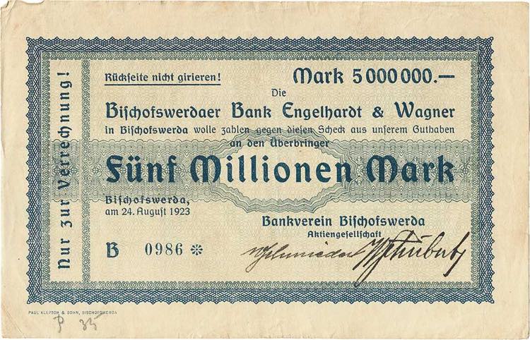 Sachsen Bischofswerda 500.000 Mark ... 
