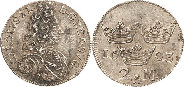 Schweden Karl XI. 1660-1697 2 Mark ... 