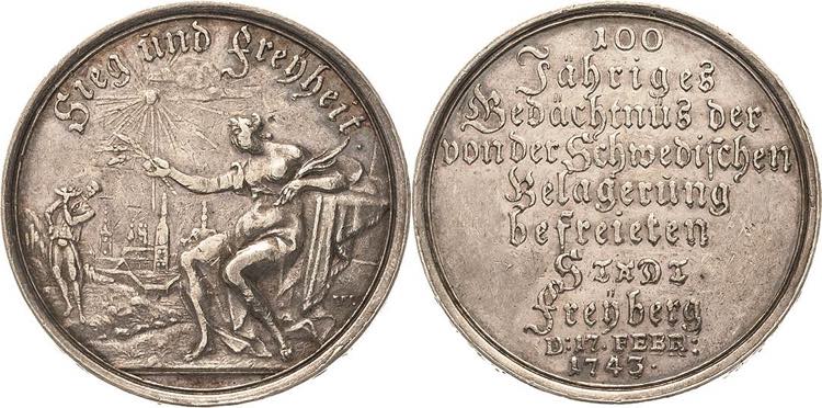 Freiberg  Silbermedaille 1743 ... 