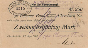 Sachsen Ebersbach 1922. Dabei: ... 