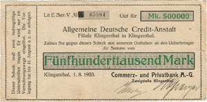 Sachsen Klingenthal 500.000 Mark ... 