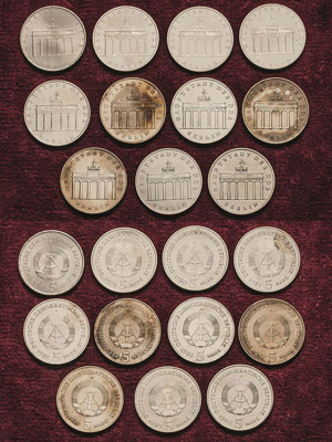 Kursmünzen  5 Mark 1971,1979, ... 