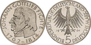 Gedenkmünzen  5 DM 1964 J Fichte  ... 