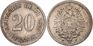 Kleinmünzen  20 Pfennig 1877 F  ... 