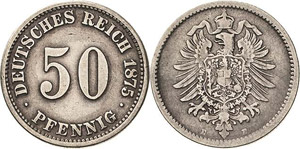 Kleinmünzen  50 Pfennig 1875 E  ... 