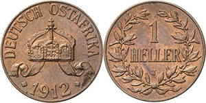 Deutsch Ostafrika  1 Heller 1912 J ... 