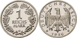 Kleinmünzen  1 Reichsmark 1926 D  ... 