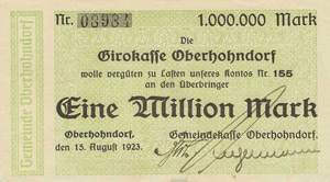 Sachsen Oberhohndorf 1 Million ... 