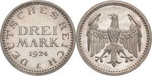 Kleinmünzen  3 Mark 1924 E ... 