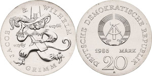 Gedenkmünzen  20 Mark 1986. Grimm ... 