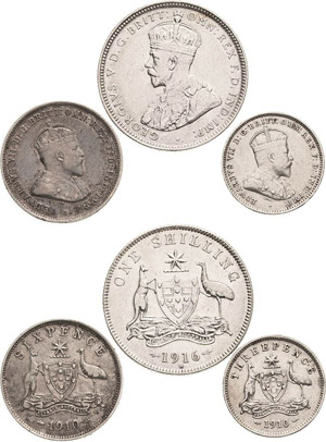 Australien Lot-3 Stück 1 Shilling ... 