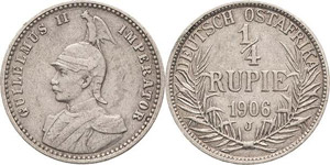Deutsch Ostafrika  1/4 Rupie 1906 ... 