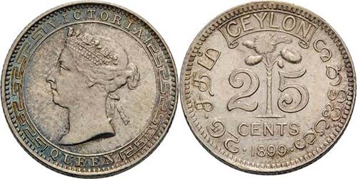 Ceylon Victoria 1837-1901 25 Cents ... 