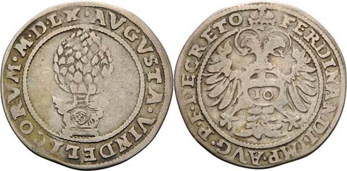 Augsburg-Stadt  10 Kreuzer 1560. ... 