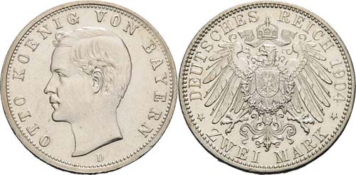 Bayern Otto 1886-1913 2 Mark 1904 ... 