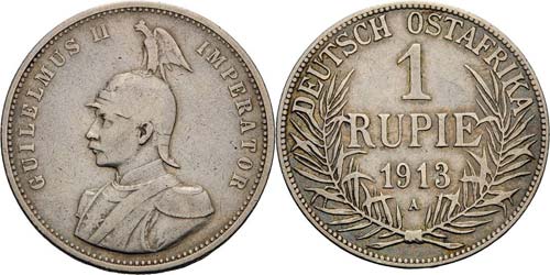 Deutsch Ostafrika  1 Rupie 1913 A  ... 