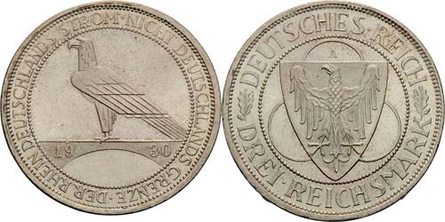 Gedenkausgaben  3 Reichsmark 1930 ... 
