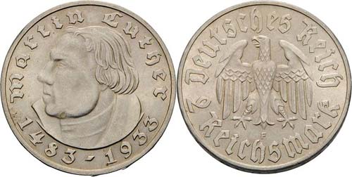 Gedenkausgaben  2 Reichsmark 1933 ... 