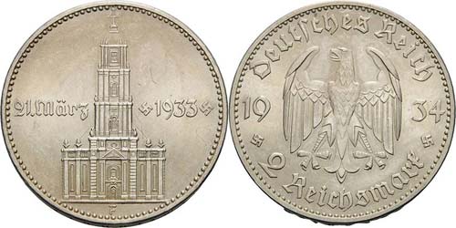 Gedenkausgaben  2 Reichsmark 1934 ... 