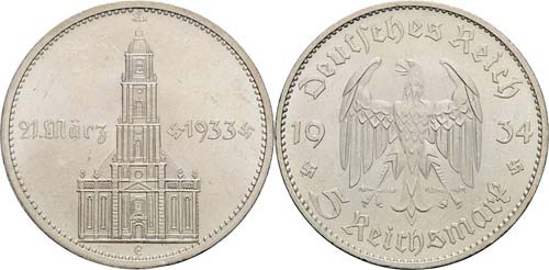 Gedenkausgaben  5 Reichsmark 1934 ... 