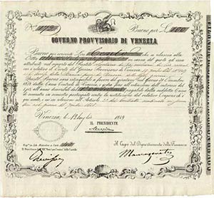 Ausland Italien-Venedig 100 Lire 1849 5 % ... 